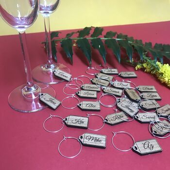 Personalised Five Christmas Name Tag Wine Glass Charms, 10 of 11