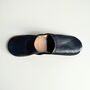 Handmade Moroccan Blue Leather Babouche Slippers, thumbnail 4 of 5
