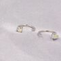 Aurora Ab Crystal Huggie Hoop Earrings Sterling Silver, thumbnail 5 of 9