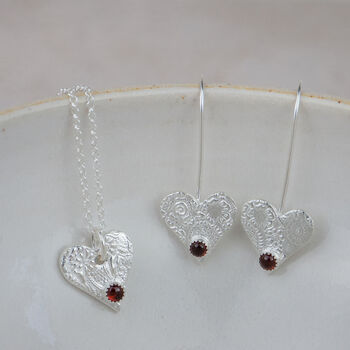 Sterling Silver Heart And Birthstone Earrings, 8 of 8