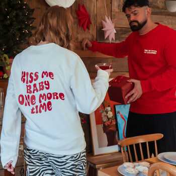 Kiss Me Baby One More Time Christmas Jumper Sweatshirt, 2 of 8