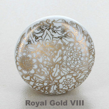 Royal Gold Ceramic Door Knobs Cupboard Door Handles, 10 of 10