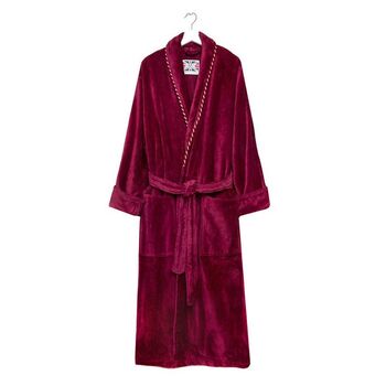 Men's Egyptian Cotton Dressing Gown Earl Claret, 3 of 7