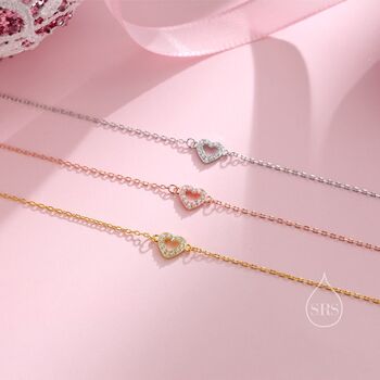 Sterling Silver Open Heart Cz Bracelet, 2 of 12