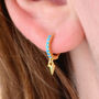 Gold And Turquoise Spike Charm Huggie Earrings, thumbnail 1 of 5