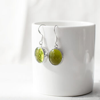 Lime Green Faceted Glass Earrings, 3 of 6