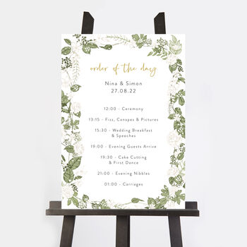 White Floral Wedding Order Of The Day Sign, 2 of 3