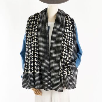 Houndstooth Personalised Monochrome Scarf, 2 of 7