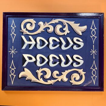 'Hocus Pocus' Wall Art Sign With Gypsy Scrolls, 2 of 9