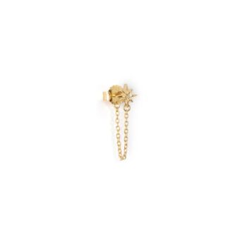 White Topaz Vega Star 14k Gold Vermeil Chain Stud Earrings, 3 of 7