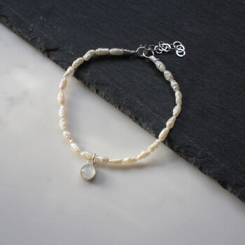 Organic Pearl And Moonstone Bracelet Silver Or 9ct Gold, 3 of 6