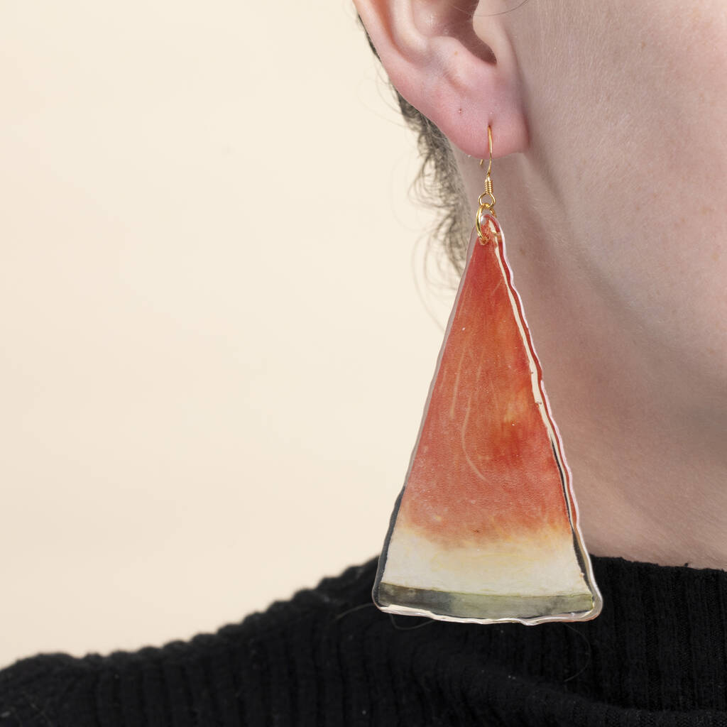 Watermelon Dried Real Fruit Resin Earrings By Nordic Flowers
