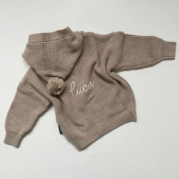 Personalised Knitted Hooded Cardigan Perfect Gift, 3 of 4