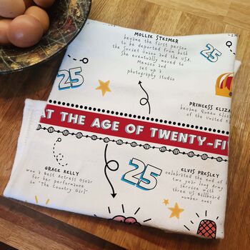 Personalised 25th Birthday Tea Towel Gift, 6 of 10