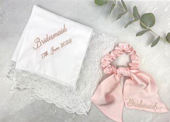 Personalised Bridesmaid Lace Handkerchief, 2 of 4