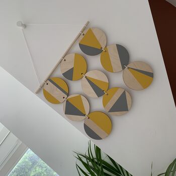 Yellow Geometric Wall Hanging Ochre Yellow And Grey Art, 4 of 6
