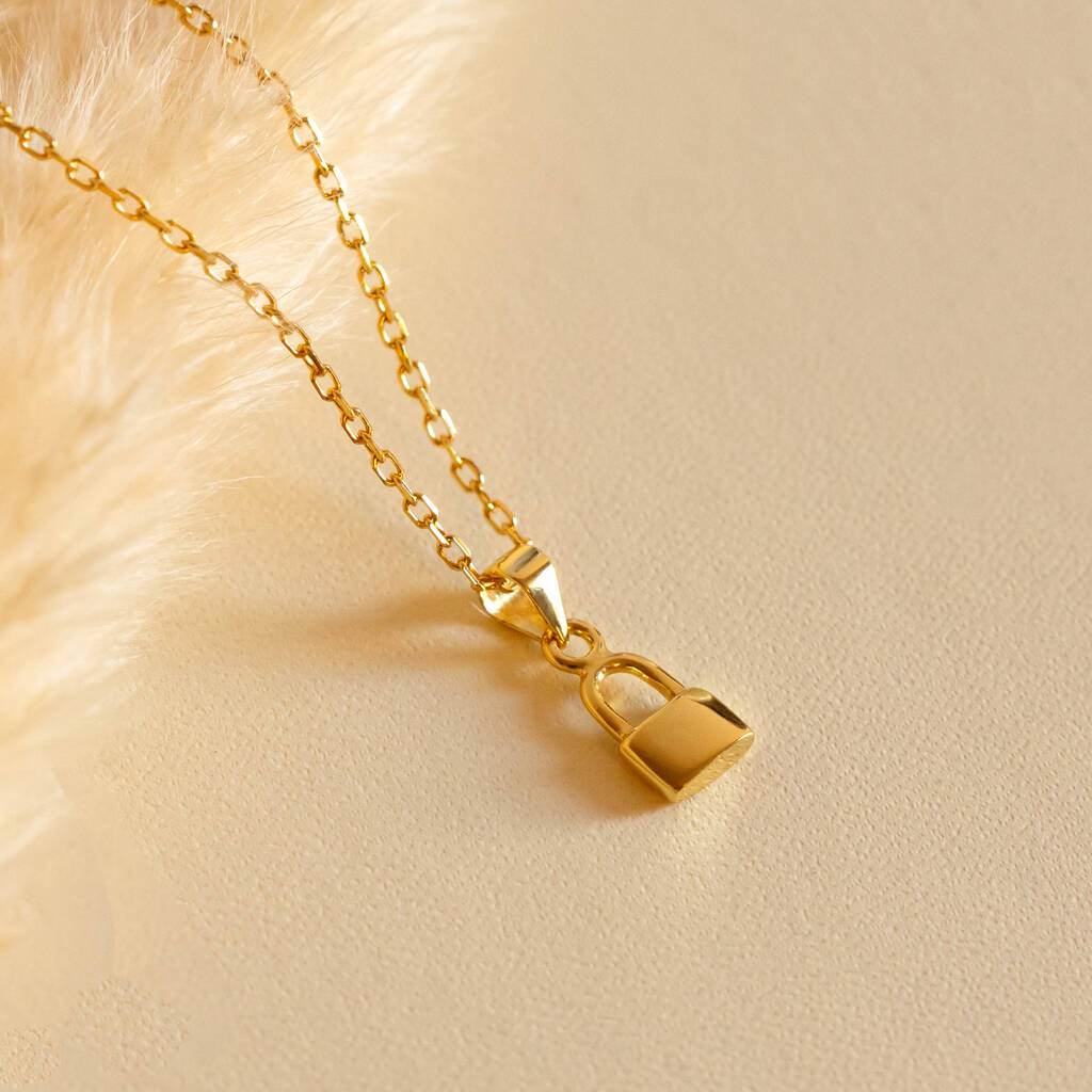 Padlock Pendant Layering Necklace 18ct Gold Plated By MUCHV