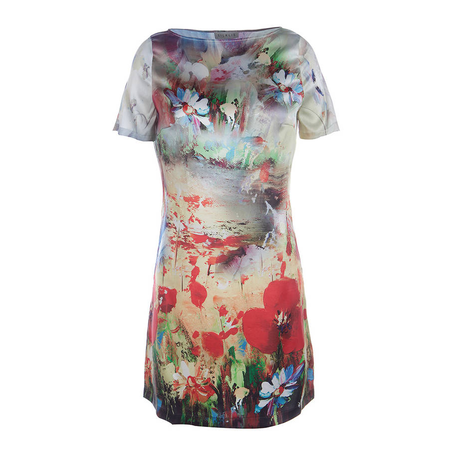 maria poppy floral print silk satin dress by the silk boutique ...