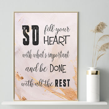 'Fill Your Heart' Inspirational Quote Typographic Print, 3 of 5