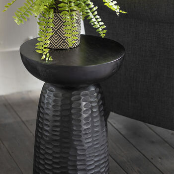 Black Wooden Round Hourglass Side Table, 2 of 2