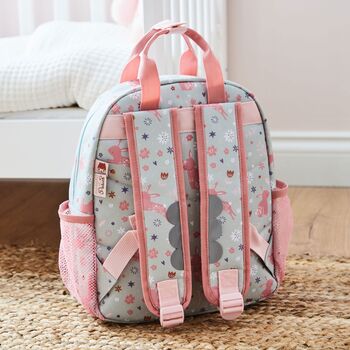 Personalised Sage Bunny Print Medium Grab Handle Backpack, 2 of 5