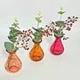 Trio Of Recycled Glass Bud Vases In Five Colourways, thumbnail 1 of 2