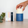 Lino Print Botanical Candle Pot With Refill Denim Blue, thumbnail 4 of 7