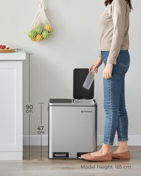 Kitchen Bin Dual Compartments Soft Close Lid Trash Can, 3 of 7