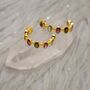 Pink Green Tourmaline Silver Hoop Earrings, thumbnail 2 of 12