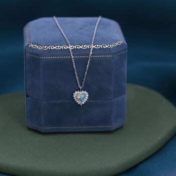 Opal Heart Pendant Necklace In Sterling Silver, 4 of 11
