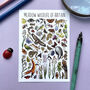 Meadows Wildlife Of Britain Watercolour Postcard, thumbnail 1 of 12