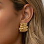 Women’s Large Rectangular Textured Stud Earrings In 18k Gold, Statement Jewellery, thumbnail 1 of 4