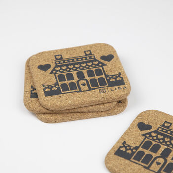 Hornsea Cork Coasters Set Of Four | Houses, 4 of 7