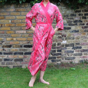 Cotton Voile Kimono Dressing Gown Vintage Floral Print, 2 of 8