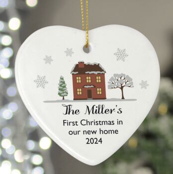 Personalised New Home Christmas Ceramic Heart Decoration, 2 of 3