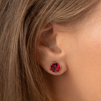 Ruby Red Swarovski Crystal Stud Earrings, 6 of 6