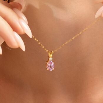 Pink Sapphire Pendant Necklace In Sterling Silver And Gold, 12 of 12