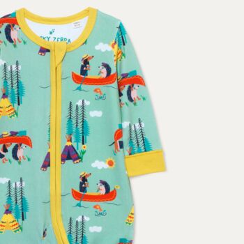 Organic Cotton Zip Up Baby Romper With Canoeing Print, 4 of 6