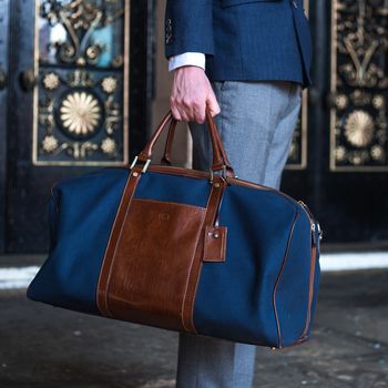 Personalised Canvas/Leather Large Holdall.'Giovane L' By Maxwell Scott ...