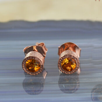 Citrine November Birthstone Sterling Silver Stud Earrings, 4 of 11