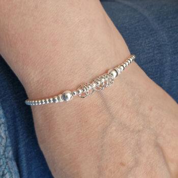 60th Birthday Beaded Rings Bracelet Sterling Silver, 5 of 5