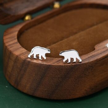 Sterling Silver Tiny Polar Bear Stud Earrings, 5 of 12
