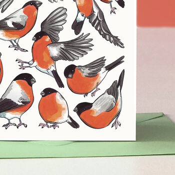Bullfinches Watercolour Greeting Card, 6 of 8
