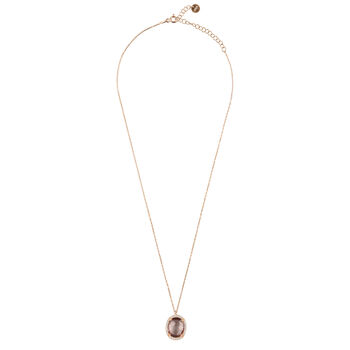 Beatrice Oval Gemstone Necklace Rose Gold Plated Silver, 12 of 12