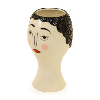 Ceramic Doodle Woman's Face Vase, 3 of 4
