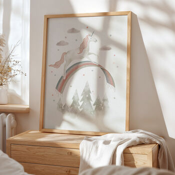 Unicorn Rainbow Art For Children's Room Girl's Nursery Decor, 2 of 5
