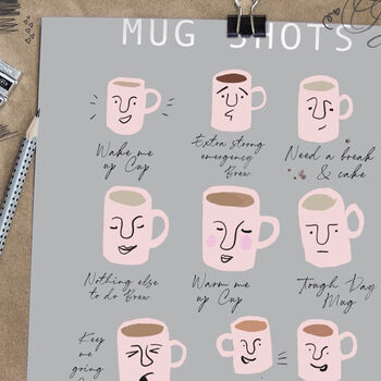 Mug Shots Tea And Coffee Giclee Print, 5 of 7