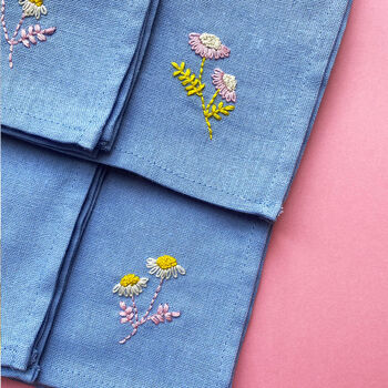 Hand Embroidered Flower Napkins, 5 of 6