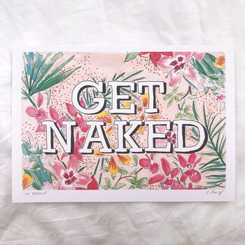 'Get Naked' Illustrated Typography Print, 2 of 3