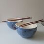 Speckled Blue Noodle Bowl With Chopsticks, thumbnail 10 of 10